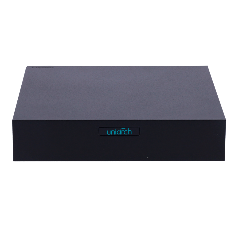 Grabador NVR Uniarch - 4 CH vídeo /  4 CH PoE - Ancho de banda 64Mbps - HDMI Full HD y VGA - Resolución máxima 6Mpx - Admite 1 disco duro max.6 Tb