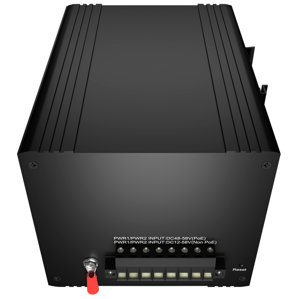 Switch PoE White Label - Montaggio su guida DIN - 24 Porte Gigabit + 4 SFP Gigabit - 90W porte 1-2 23-24/30W porte 3-22 /Max 360W - IEEE802.3af/at/bt | PoE/PoE+/Hi-PoE - VLAN/STP/RSTP/MSTP/ERPS/SNMP/ACL - Static LAG/IGMP Snooping/DHCP Snoop/802.1x