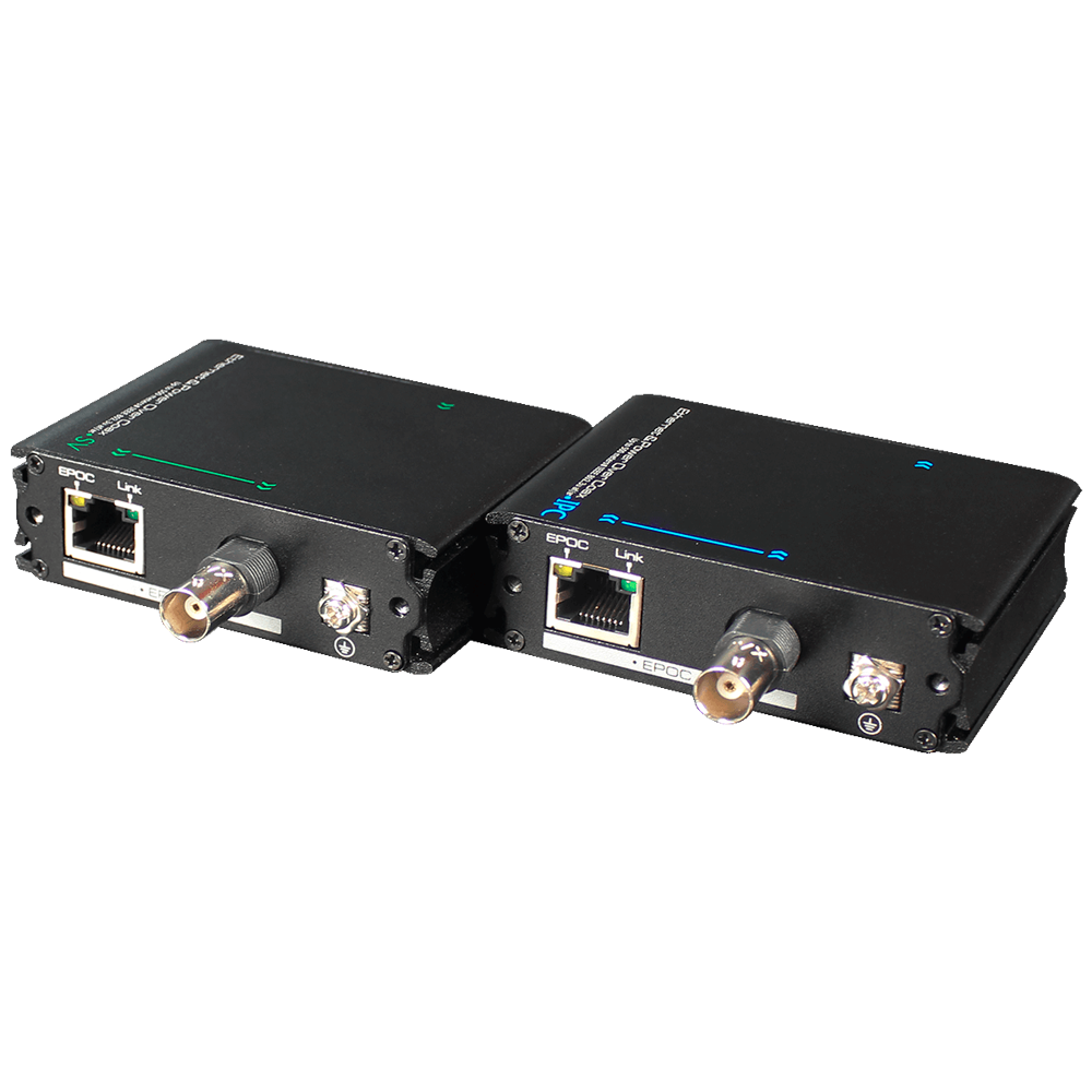 Cavo coassiale estensore IP | PoE - Passivo - Trasmettitore e ricevitore - Permette di transmettere 1 canale IP - Distanza massima 500 - Larghezza di banda fino a 100 Mbps