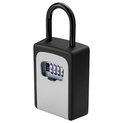 Caja de seguridad con gancho para llaves - Apertura con código de 4 dígitos - Instalación en pared o enganchado - Medidas: 200 x 90 x 40 mm - Fabricado en aleación de zinc y acero - Solución para vivienda vacía y alquiler