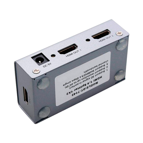 Moltiplicatore di segnale HDMI - 1 ingresso HDMI - 2 uscite HDMI - Fino a 4K*2 - Lunghezza massima in uscita 25 m - Alimentazione DC 5 V
