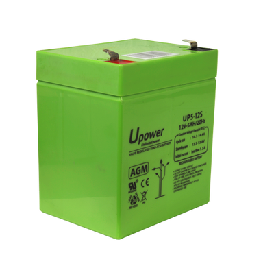 Upower - Batteria ricaricabile - Tecnologia piombo-acido AGM - Voltaggio 12 V - Capacità 5.0 Ah - 107 x 90 x 70 mm / 1650 g - Per backup o uso diretto