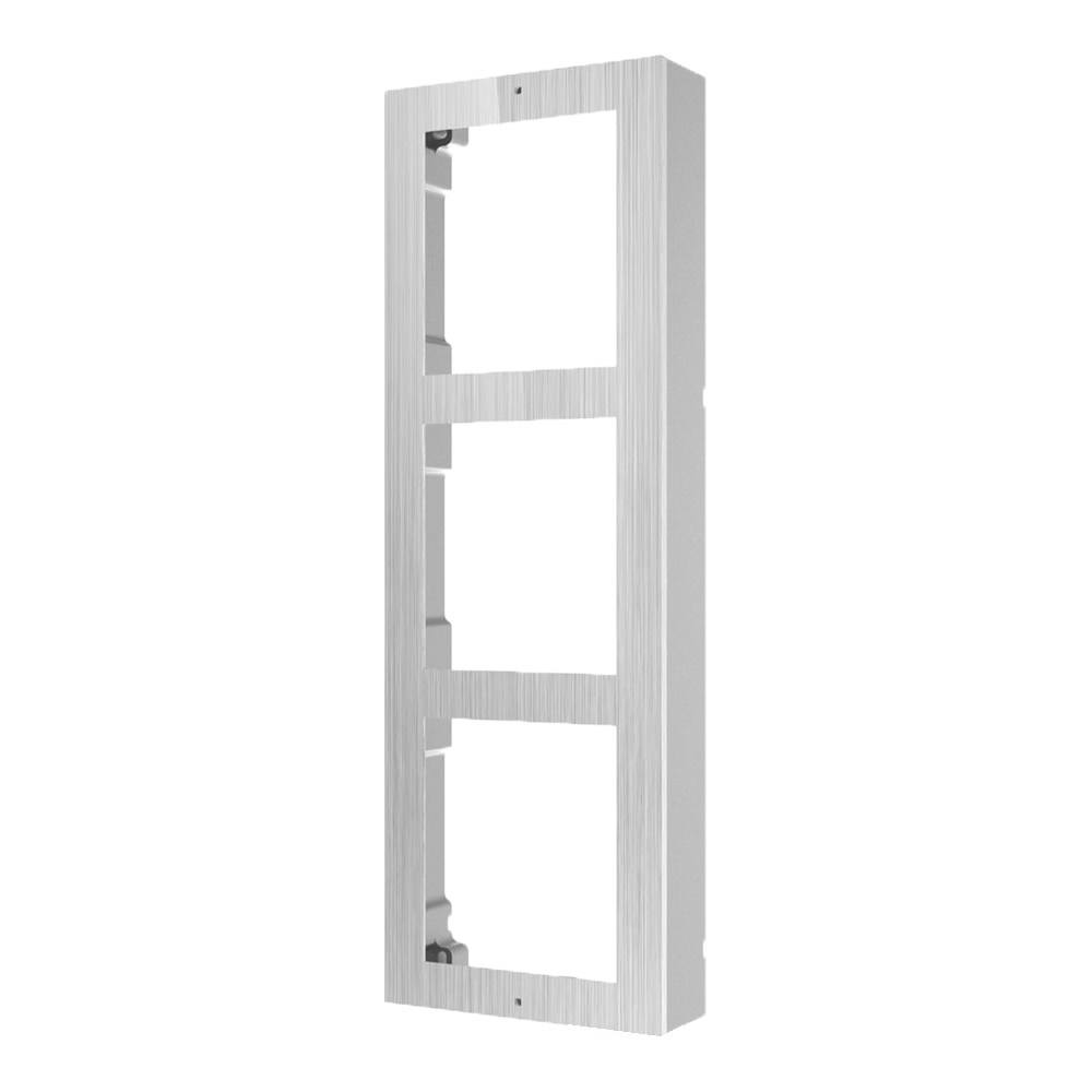 Supporto modulare da parete - Per 3 moduli - Specifico per i videocitofoni Hikvision - Compatibile con i moduli Hikvision - Alloggiamento in alluminio di qualità arronautica - Pannello fabbricato in acero inossidabile