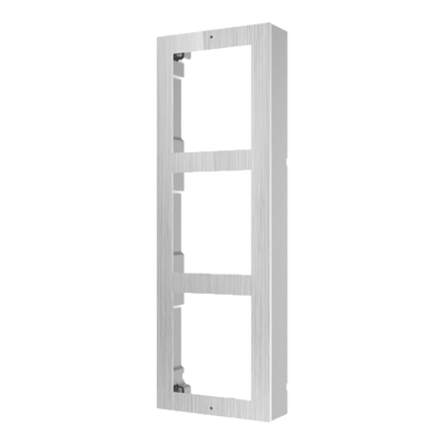 Supporto modulare da parete - Per 3 moduli - Specifico per i videocitofoni Hikvision - Compatibile con i moduli Hikvision - Alloggiamento in alluminio di qualità arronautica - Pannello fabbricato in acero inossidabile