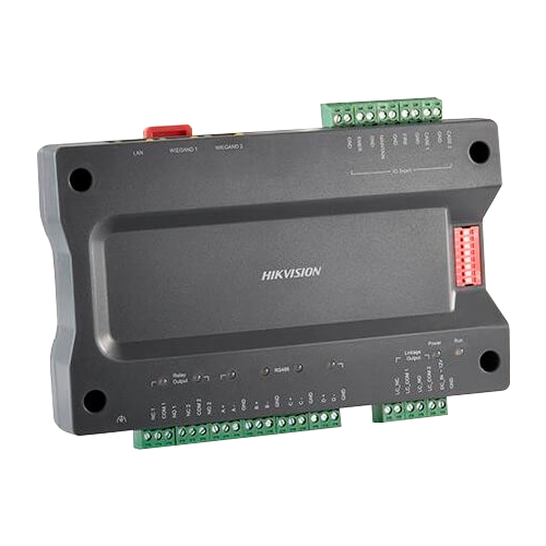 Controller master per ascensori - Accesso tramite impronta digitali, volti, scheda o password - Comunicazione TCP/IP - 2 Ingressi Wiegand 26 e 2 RS485 - Uscita 2 relè - Software iVMS-4200