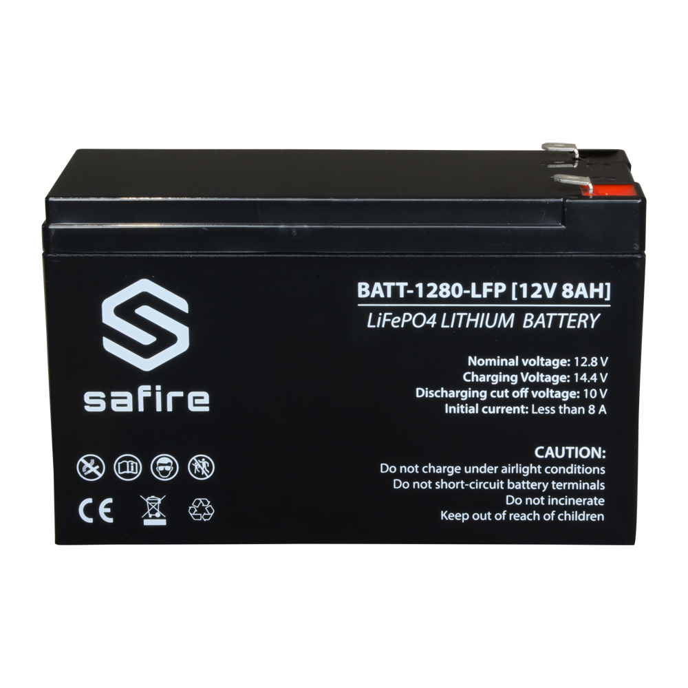 Batteria ricaricabile - Tecnologia Litio LiFePO4 - Voltaggio 12 V - Capacità 8.0 Ah - Lunga durata - Per backup o uso diretto