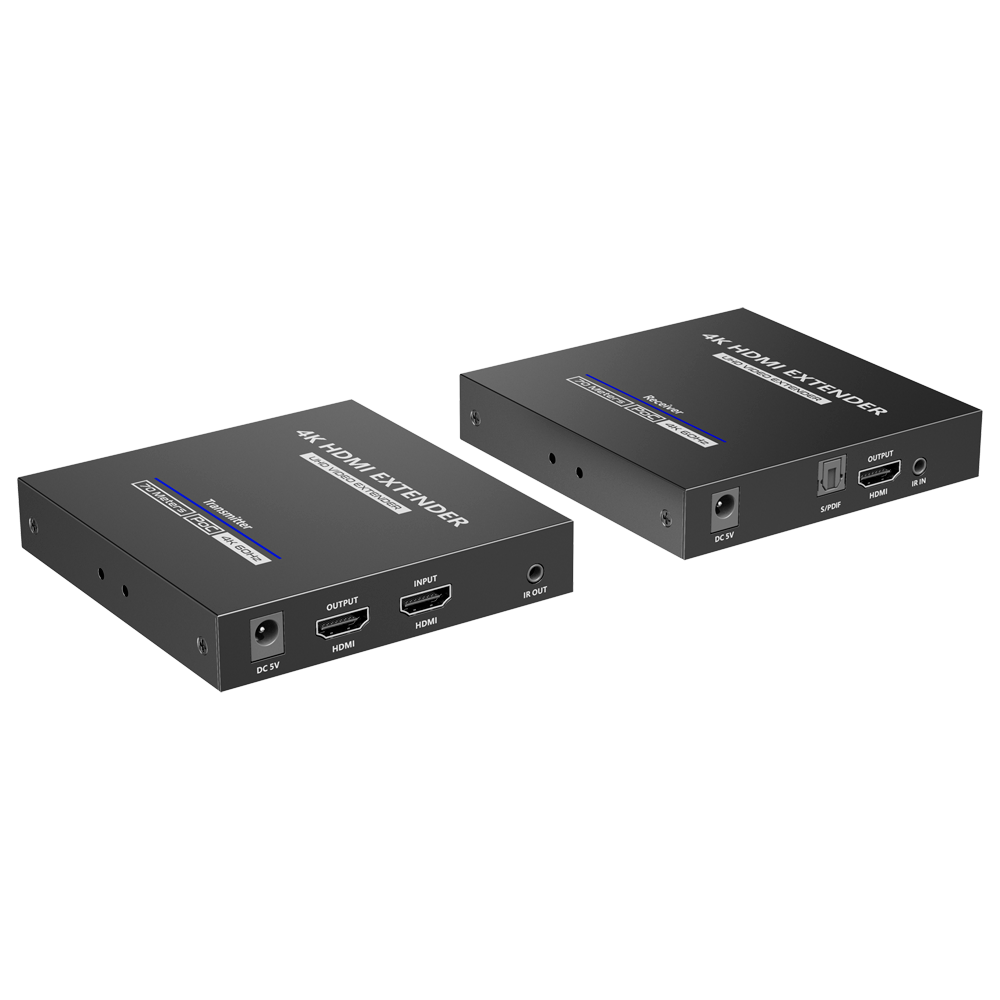 Extensor HDMI activo - Transmisor y receptor - Distancia 70 m - En cable UTP Cat 7 - Hasta 4K@60Hz - Alimentación DC 12 V