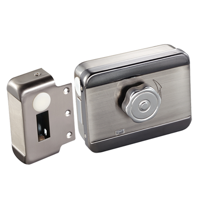 Serratura superficie elettromeccanica - Modo apertura Fail Safe (NC) - Adatta per installazioni senza perforazioni - LED di stato - chiusura automatica programmabile - Cilindro incluso con chiavi - Innowatt