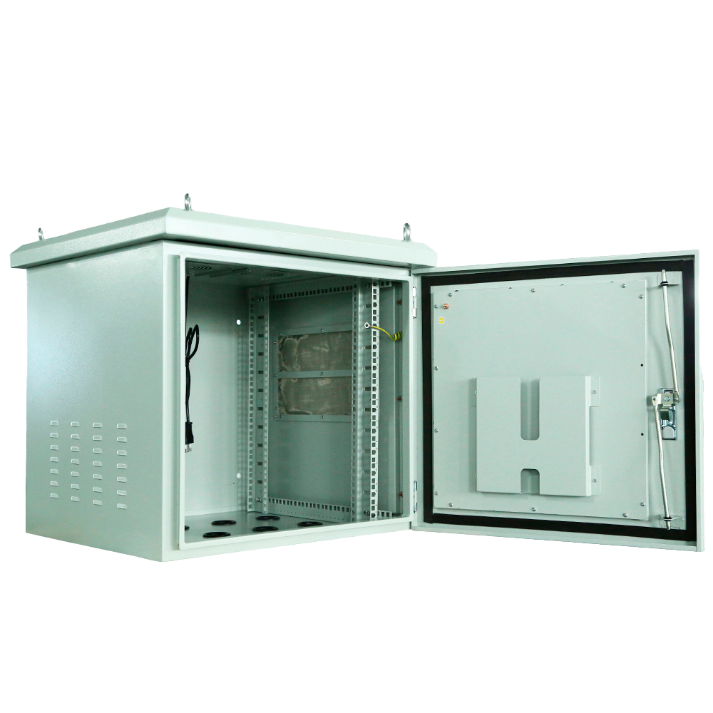 Armadio rack a parete - Fino a 12U rack da 19" - Fino a 100 Kg di carico - Con griglie di ventilazione e passacavi - Grado di protezione IP65 - 8 Ingressi per il cablaggio / 2 ventole