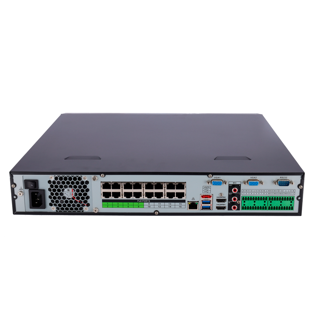 Videograbador NVR X-Security para cámaras IP - Vídeo 16 CH | Compresión H.265+ - 16 canales PoE - Resolución máxima 12 Mp - HDMI 4K, HDMI Full HD y 2 salidas VGA - WEB, DSS/PSS, Smartphone y NVR