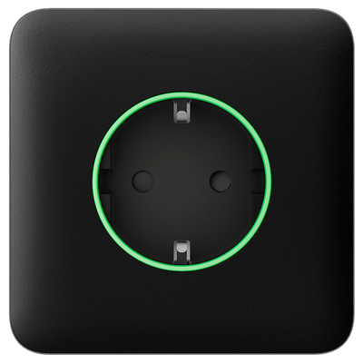 Copertura frontale per smart plug di tipo F - Compatibile con AJ-OUTLETCORE-SMART - Indicatore LED sullo stato della presa e sul consumo di energia - Pulsante touch per il controllo manuale - Retroilluminazione a LED - Colore nero