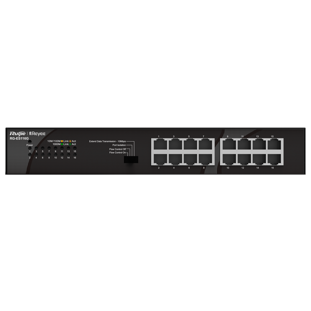 Reyee Switch da Tavolo - Alloggiamento in Metallo - Montaggio su rack - 16 porte RJ45 - Velocità 10/100/1000 Mbps - Plug and Play - Tecnologia a risparmio energetico