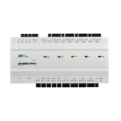 Controlador de acceso biométrico - Acceso mediante huella, tarjeta o contraseña - Comunicación TCP/IP | RS485 - 4 lectores Wiegand | 8 lectores RS485 - Salida de relé para 4 puertas - Software ZKBio CVSecurity