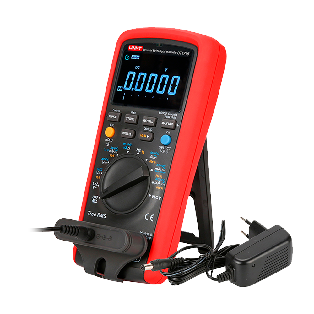 Multimetro digitale - Display LCD fino a 60000 conteggi - Misurazione della tensione DC e AC fino a 1000V - Misurazione dell'intensità DC e AC fino a 10A - Alta precisione AC con funzione True RMS - Misurazione di resistenza, capacitanza e frequenza - Mis