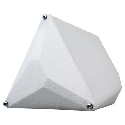 Supporto a parete o palo triangolare - Per esterni - Permette di inserire il cablaggio al suo interno - Colore bianco - Fabbricato in plastica