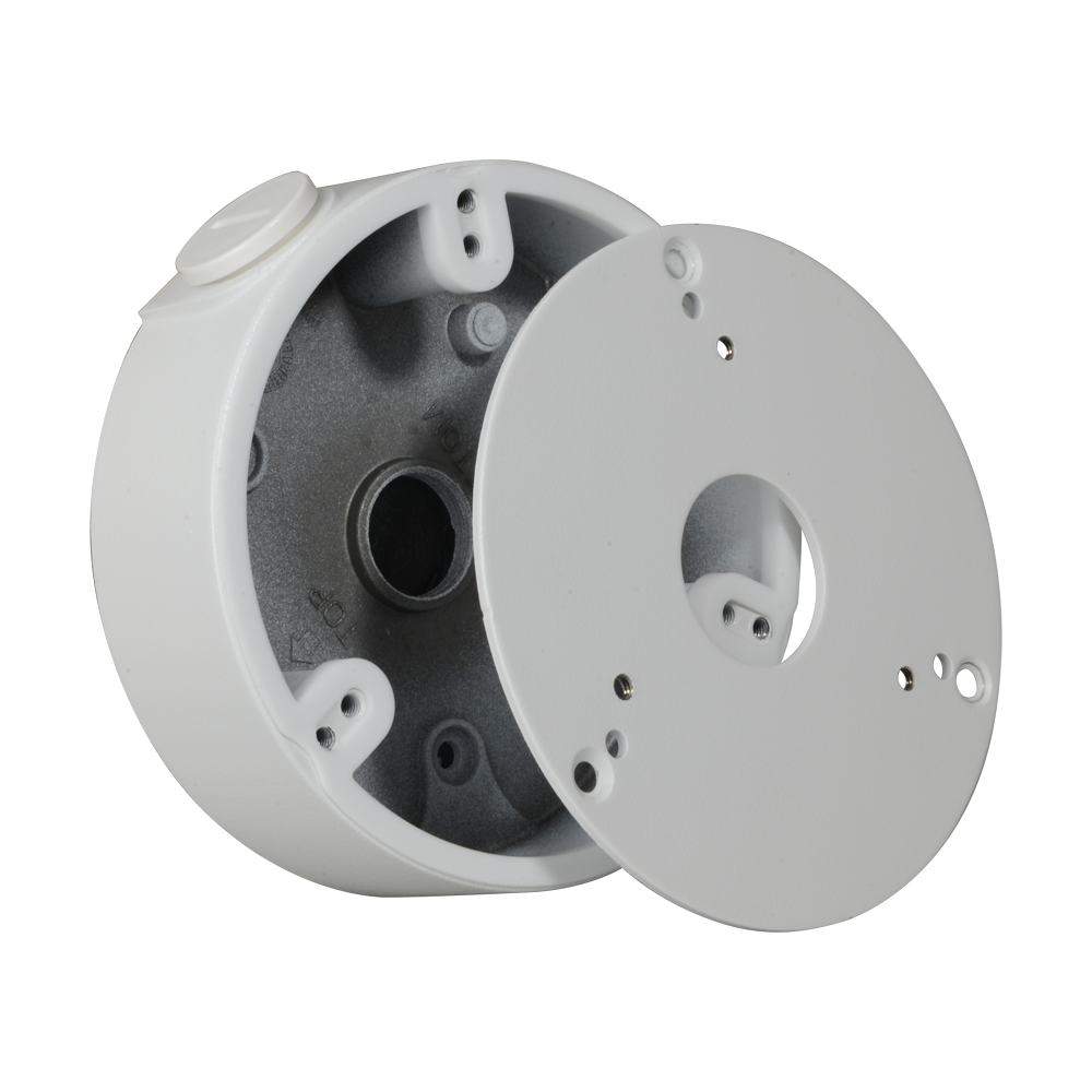 Caja de conexiones - Para cámaras domo - Instalación en techo o pared - Pasador de cable - Color blanco