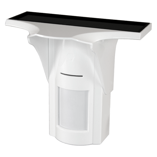 Rivelatore PIR solare esterno - Wireless - Doppia tecnologia - PIR e Microonde - Intervallo rilevamento 8 m / 110º - Batteria di backup inclusa