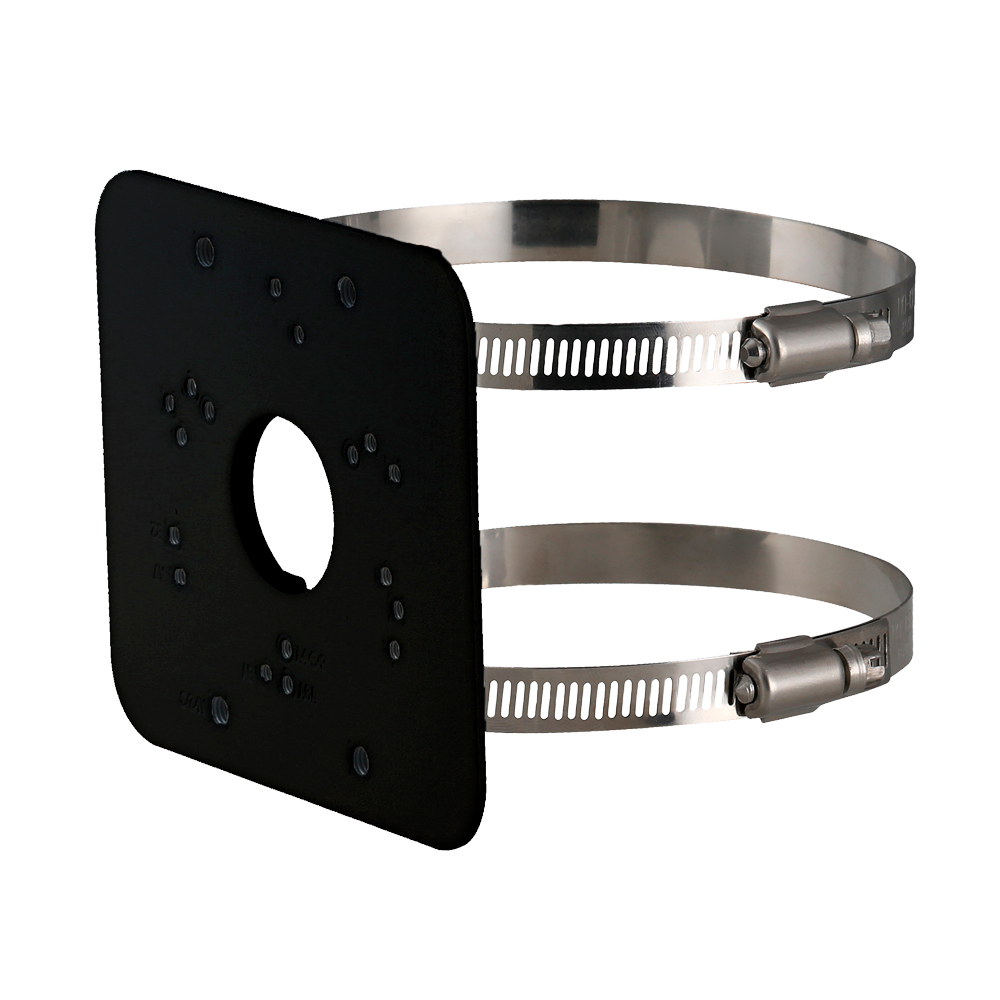 Soporte para postes/farolas - Para cámaras tipo bala o domo - Diámetro 80~150 mm - Apto para exteriores - Entrada de cables - Color negro