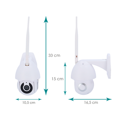 Tuya Smart Telecamera 2K - Wifi 2.4 GHz - Adatta per esterni  | IR fino a  10 m - Controllo PT motorizzato / Autotracking - Registrazione su scheda MicroSD o Cloud - Compatibile con TUYA Smart / Google / Alexa