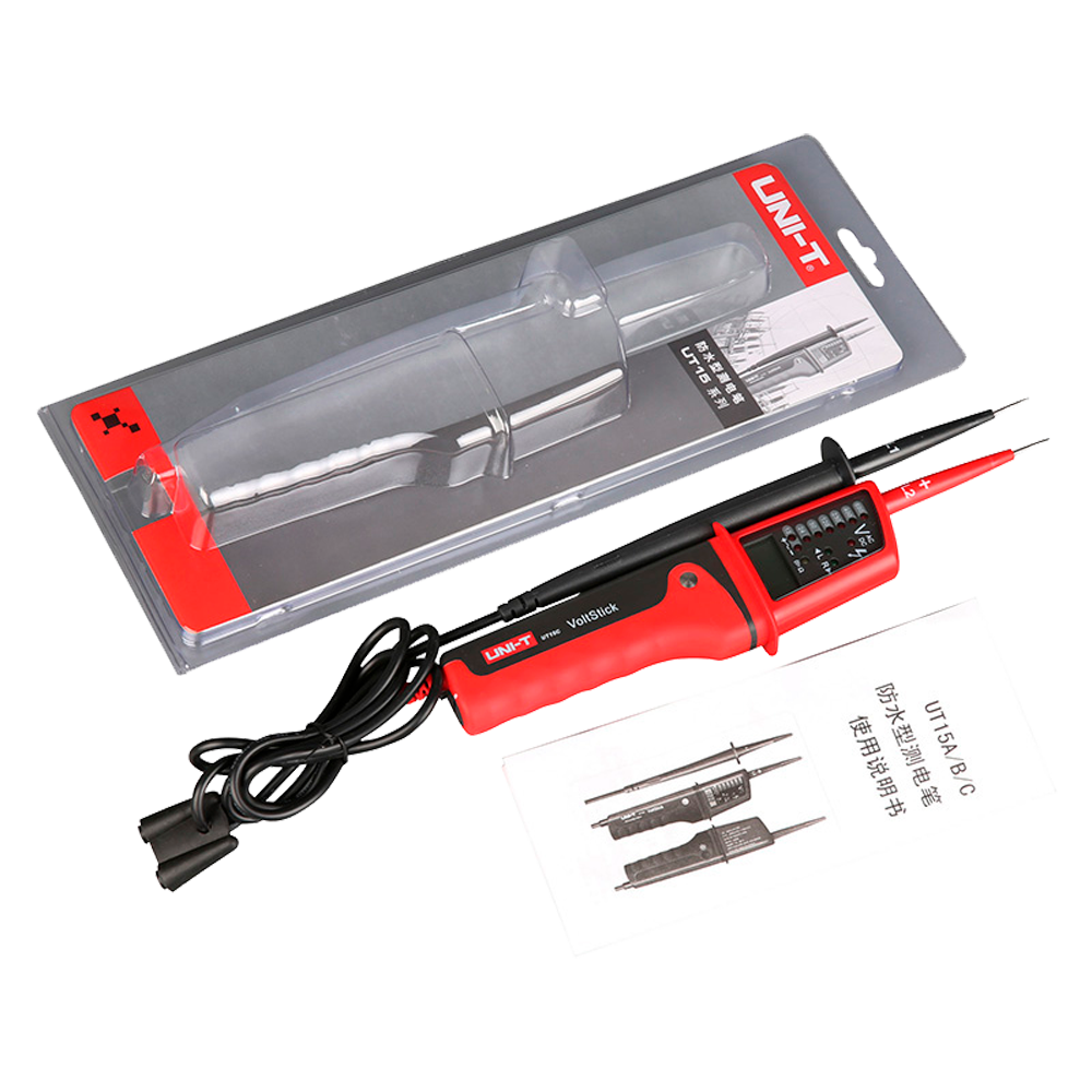 Pen voltage meter with LCD display - AC and DC voltage measurement - Acoustic warning and visible LED for continuity - Waterproof IP65 - Continuity test - Neutral or live cable indicator