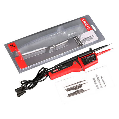 Medidor de voltaje de pluma con pantalla LCD - Medición de voltaje CA y CC - Aviso acústico y LED visible de continuidad - Resistente al agua IP65 - Prueba de continuidad - Indicador de cable neutro o vivo