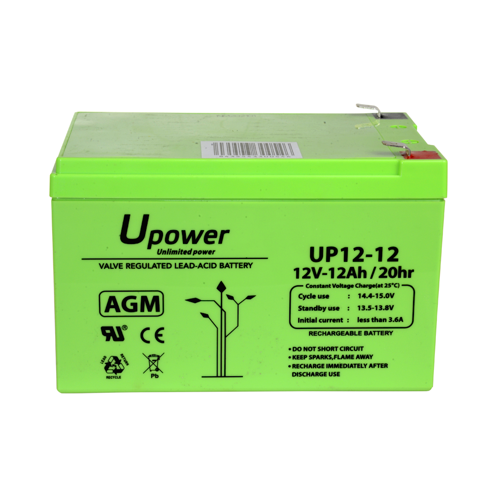 Upower - Batteria ricaricabile - Tecnologia piombo-acido AGM - Voltaggio 12 V - Capacità 12.0 Ah - 101 x 151x x 98/ 3800g - Per backup o uso diretto