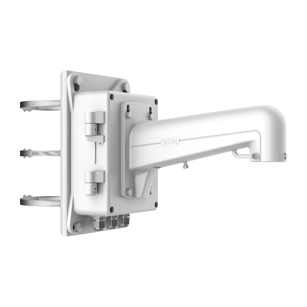 Supporto a palo - Box di connessione incluso - Adatto per esterni - Colore bianco - Passacavo