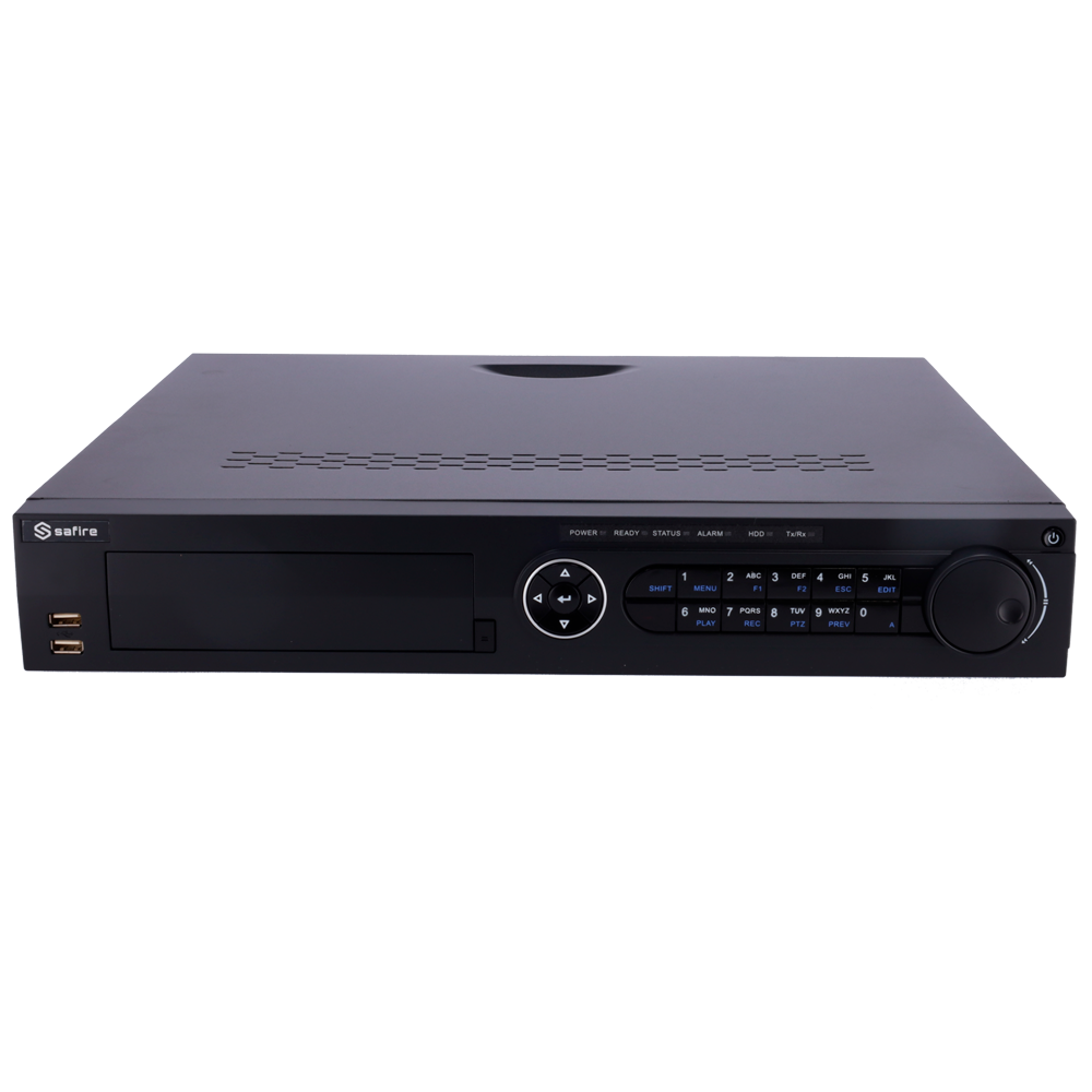 Videoregistratore 5n1 Safire H.265Pro+ - 32CH HDTVI/HDCVI/HDCVI/AHD/CVBS/CVBS/ 32+32 IP - 8 Mpx / 5 Mpx / 4 Mpx / 3 Mpx / 1080p / 720p - Uscita HDMI 4K, HDMI Full HD e VGA - Allarmi (16/4) - 4 CH audio / 4 HDD / RAID 0, 1, 5, 6, 10