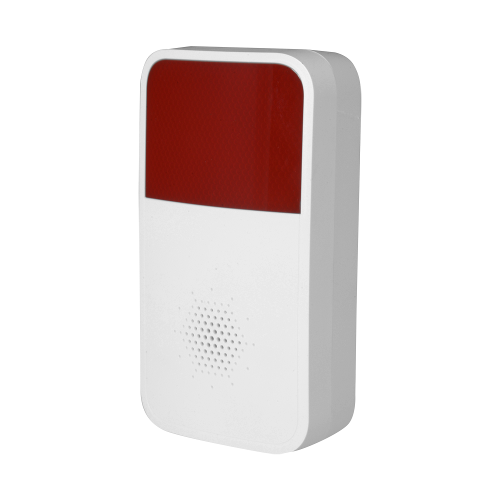 Sirena wireless Branded - Dispositivo a radiofrequenza 433MHz/886MHz - Intensità sonora 85dBa 1m - Distanza 150m - Spia luminosa rossa di avviso - 12VDC / 4xCR123 3V
