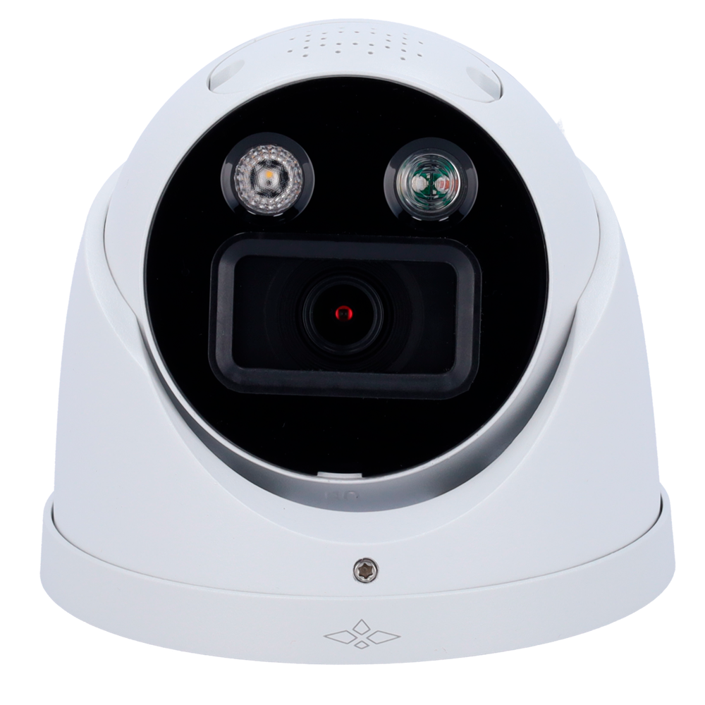 Cámara de seguridad Domo IP X - 4 megapíxeles (2688x1520) - lente de 2,8 mm | Disuasión activa - Micrófono dual y altavoz integrado - Wizsense | Funciones inteligentes - Alarma sonora y luminosa (luces rojas y azules).