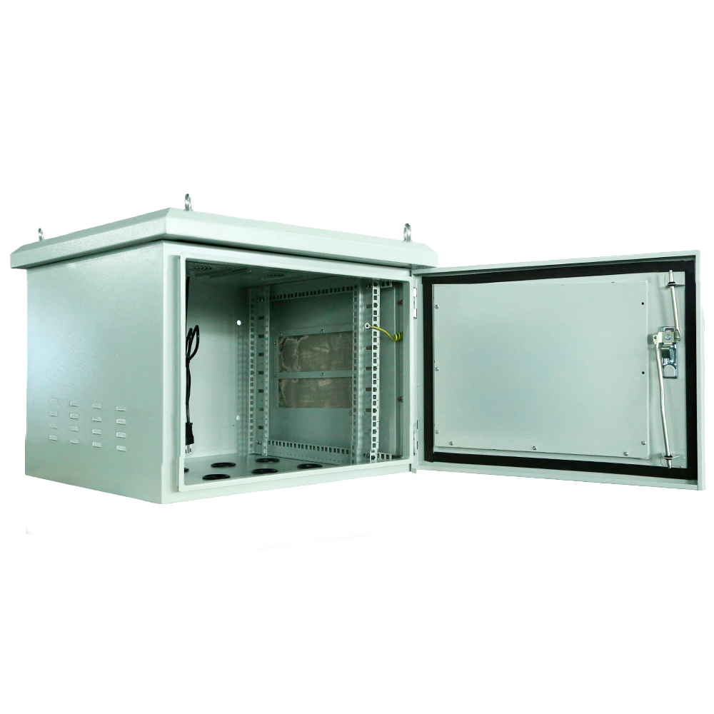 Armadio rack a parete - Fino a 6U rack da 19" - Fino a 100 Kg di carico - Con griglie di ventilazione e passacavi - Grado di protezione IP65 - 8 Ingressi per il cablaggio / 2 ventole