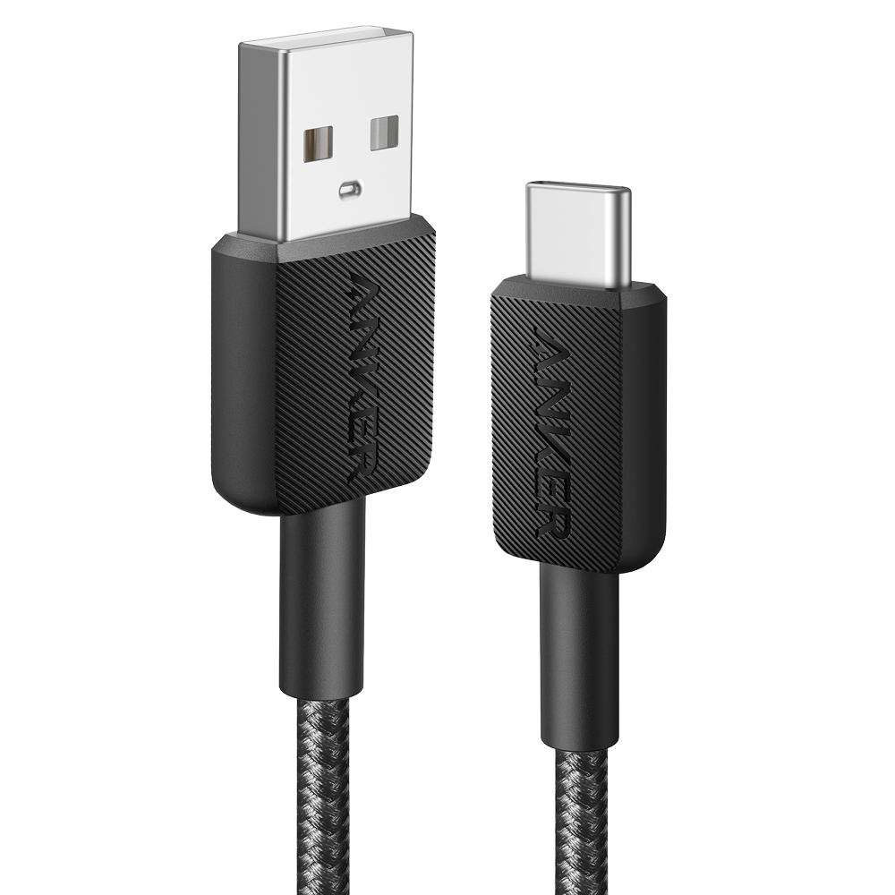Anker - Cable USB2.0  - Carga rápida - USB-A a USB-C - Cubierta de metal trenzado  - Longitud 0.9m | Color negro