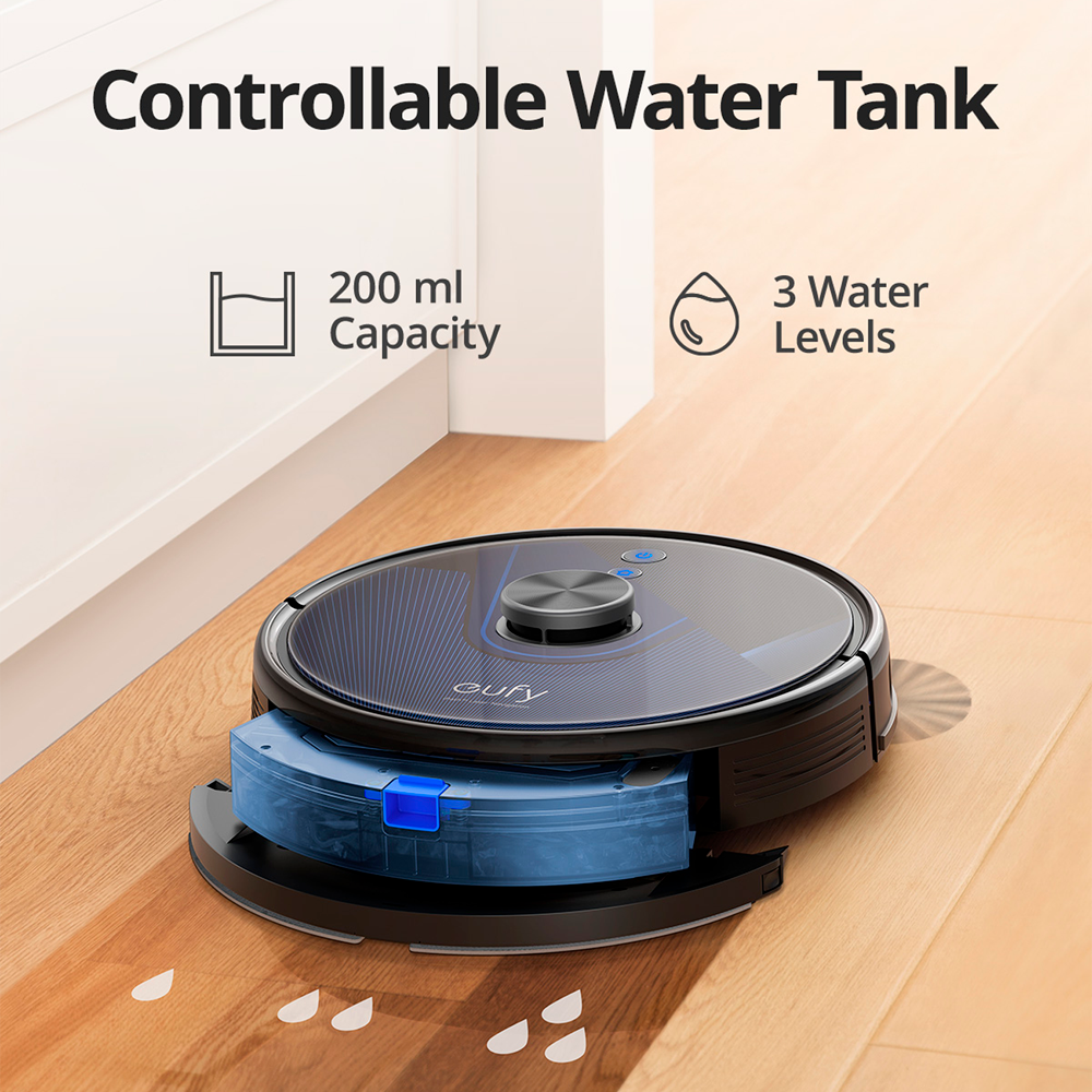 Robot Aspirapolvere Eufy by Anker - Potenza massima di 3200 Pa - Capacità del serbatoio 330 ml Polvere, 200 ml Acqua - Tecnologia BoostIQ™️ / Navigazione laser iPath - Mappa Vari Piani  - Compatibile con Amazon Alexa e Google Assistant