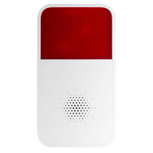 Sirena wireless Branded - Dispositivo a radiofrequenza 433MHz/886MHz - Intensità sonora 85dBa 1m - Distanza 150m - Spia luminosa rossa di avviso - 12VDC / 4xCR123 3V