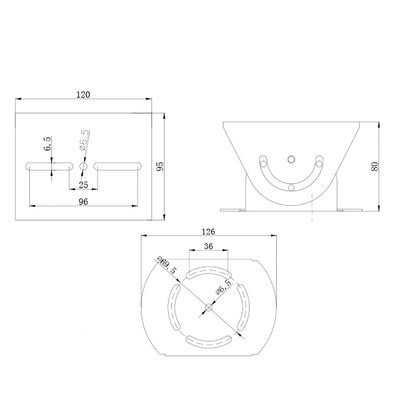 Gimbal Universal - Giro vertical 85º - Dimensiones base: 80 (Al) x 126 (Ø) mm - Aluminio - Color blanco
