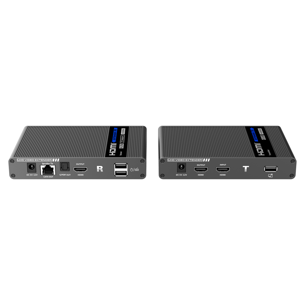 Estensore HDMI/USB su cavo Ethernet CAT6 - Trasmettitore e ricevitore - Distanza 70 m - Fino a 4K - Supporta l'uscita audio S/PDIF