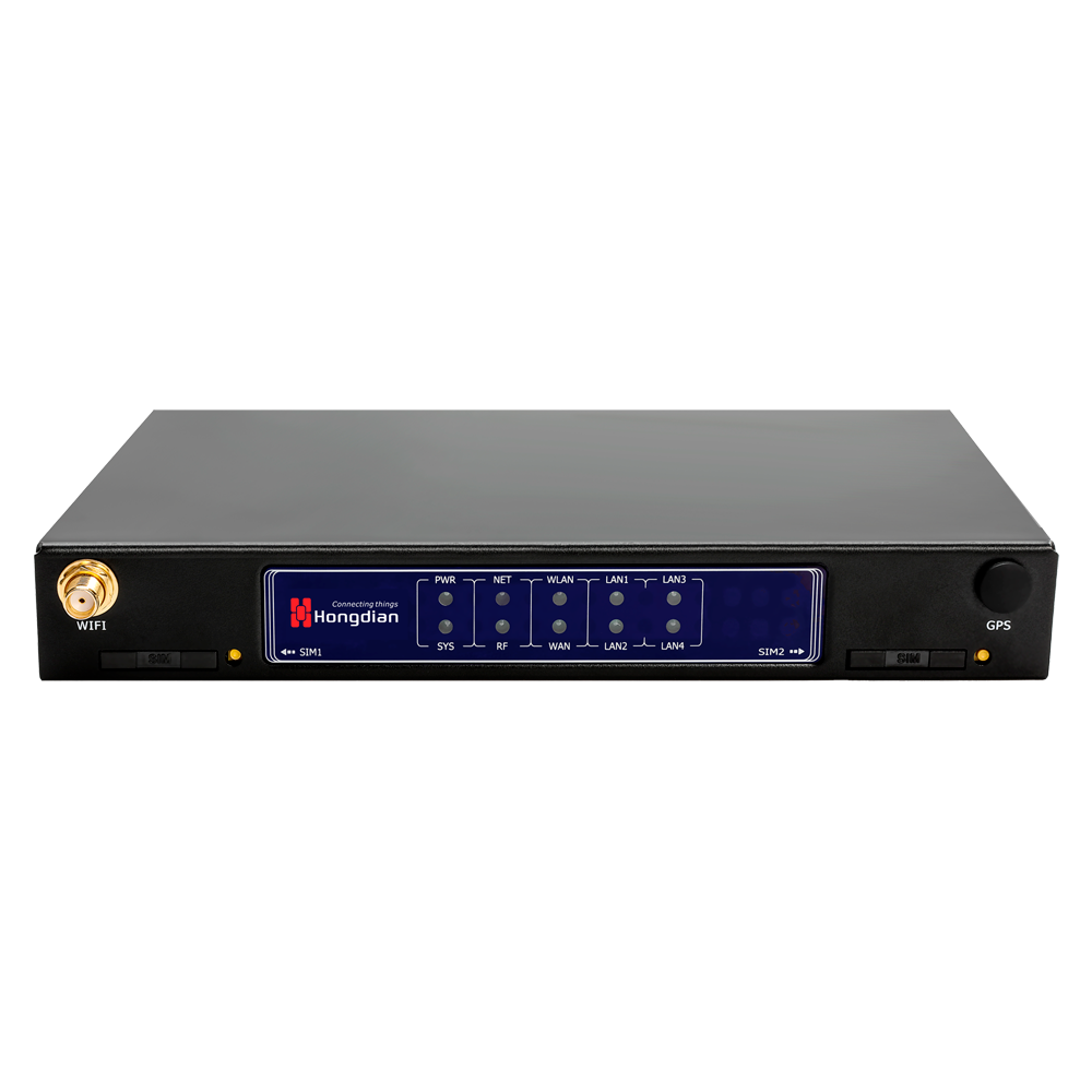 Hongdian Router Industrial 4G - 4G Cat 4 - 5 puertos Ethernet RJ45 Fast Ethernet  - Doble Módem Dual SIM  - Puertos RS232/RS485 - Wi-Fi 802.11b/g/n 2.4GHz