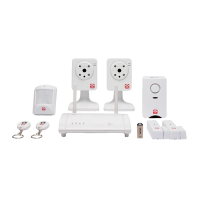 Kit di allarme domestico Home8 - Connessione a internet / IP Cloud - Servizio solo su abbonamento - 2 Telecamere IP / Verifica video - Contatti magnetici wireless - Sirena wireless / Rilevatore PIR