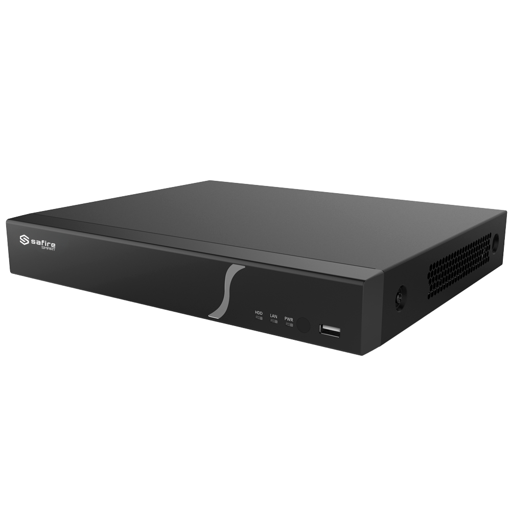 Safire Smart - Grabador de vídeo NVR para cámaras IP gama A1 - Vídeo 8CH PoE 80W / Compresión H.265+ - Resolución hasta 8Mpx / Ancho de banda 80Mbps - Salida HDMI 4K y VGA / 1HDD - Reconocimiento facial / Búsqueda inteligente