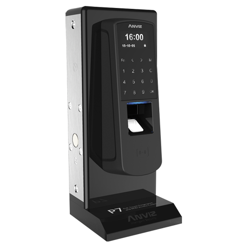 KIT demo controllo acceso e presenza ANVIZ - Impronte digitali, EM-RFID e tastiera - 3000 registrazioni / 50000 registri - TCP/IP, RS485, miniUSB, Wiegand 26 y PoE - Include supporto personalizzato e serratura - ANVIZ CrossChex incluso