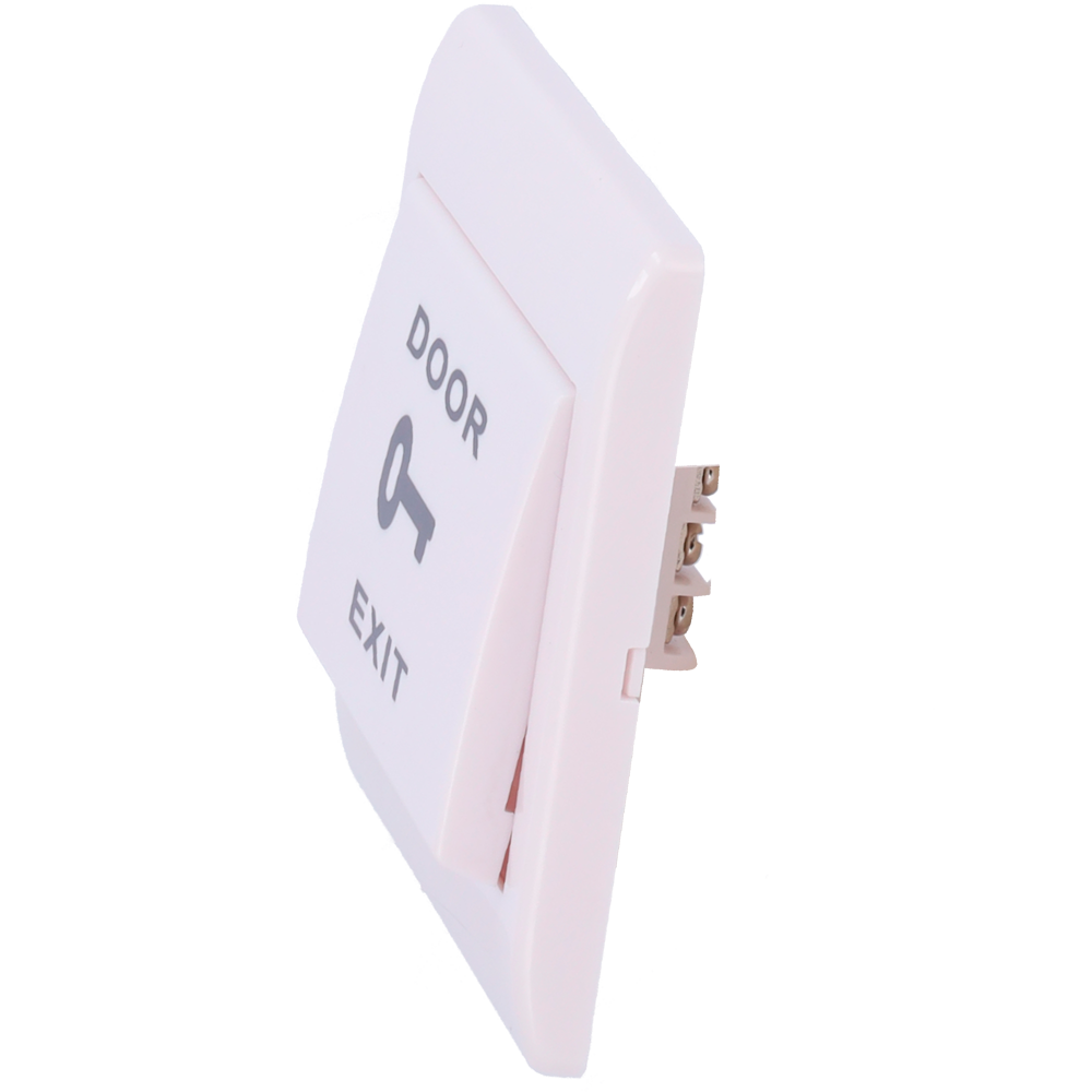 Pulsante di liberazione porta - Doppia funzione: NO/NC - Per incassarlo nella scatola del meccanismo - Misure 88x88x20 mm - Uso professionale - Realizzato in plastica