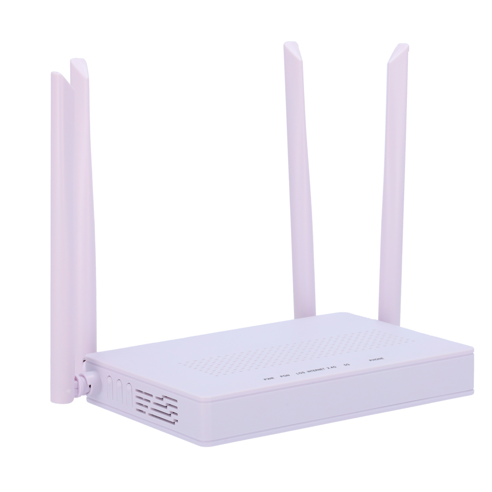 Marca Blanca Router ONT Wi-Fi 5 AC1300 - 4 Puertos LAN RJ45 10/100Mbps - 1 Puerto LAN/WAN RJ45 10/100/1000Mbps - 802.11ac 2x2 doble banda 2.4 y 5GHz - Control Parental, Red de Invitados, EasyMesh - Diseñado para crea una red Mesh completa