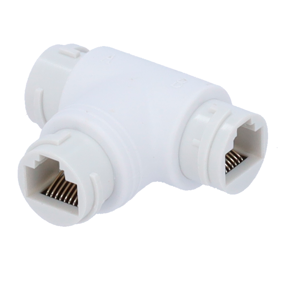 Adaptador RJ45 - Conector entrada RJ45 hembra - Conector salida 2 RJ45 hembra - Compatible UTP  - IP66 - Color blanco
