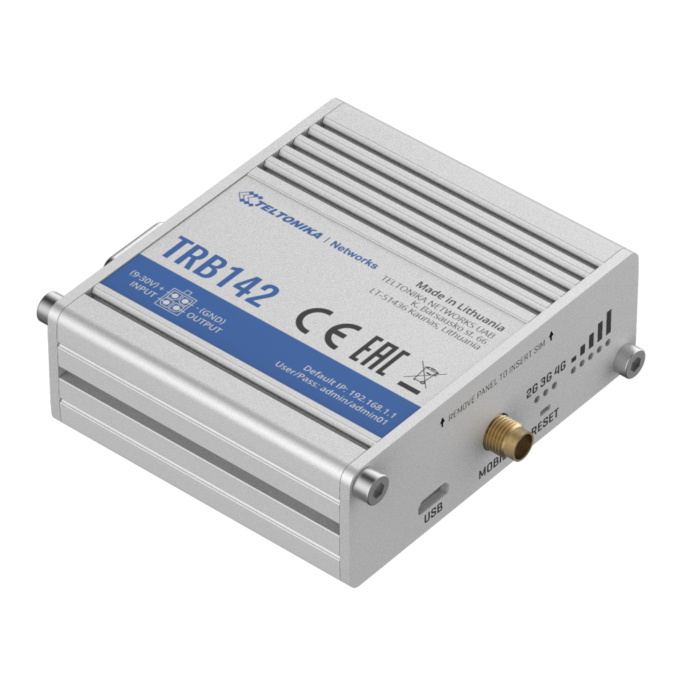 Teltonika Gateway 4G Industrial - 4G Cat 1 / 3G / 2G - Porta RS232 - Design compatto - Connettore Micro USB