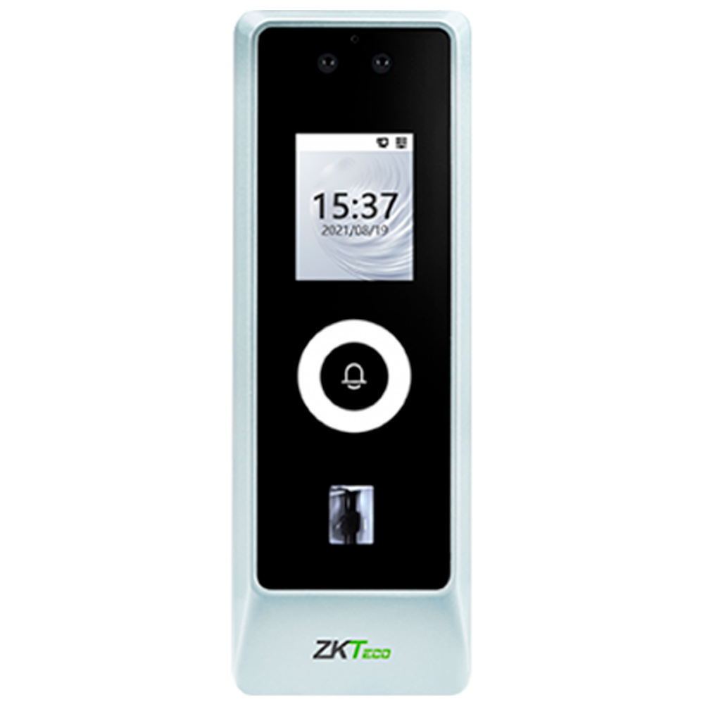 Controllo accessi - Riconoscimento facciale, impronta digitale e scheda EM/MF - 10.000 impronte | 500.000 registri - Schermo 2" TFT | TCP/IP, RS485, Wiegand e relè - Adatto per uso esterno IP66 | Antivandalo IK07 - Software ZKBioAccess / ZKBio CVSecurity