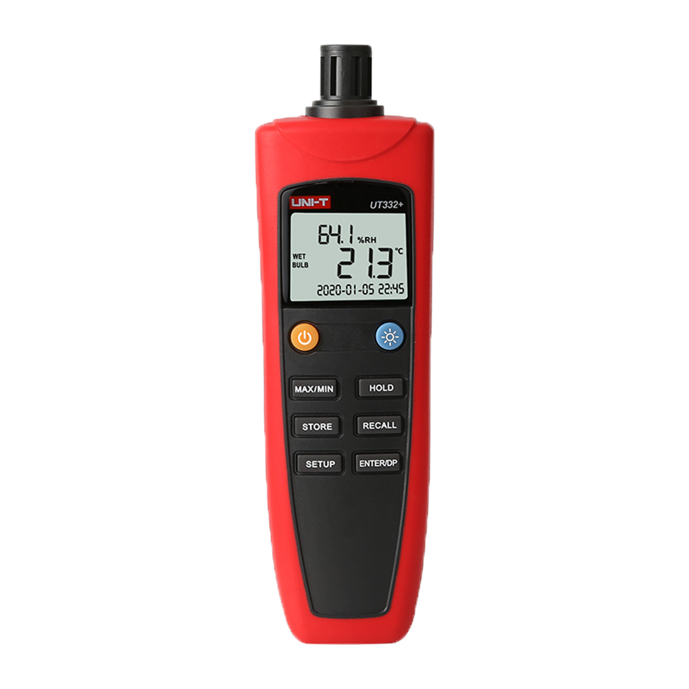 Medidor de condiciones ambientales - Medición de temperatura y humedad - Diseño ligero y económico con interfaz intuitiva - Apagado automático - Tº de rocío y sensación térmica - Conexión USB a software de PC