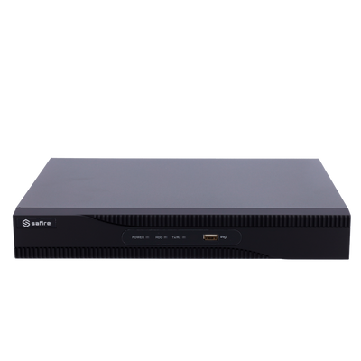 NVR per videocamere IP - 16 CH video - Compressione H.265+ - Risoluzione massima 8Mpx - Larghezza di banda 160 Mbps - Uscita HDMI 4K e VGA - Ammette 1 hard disk