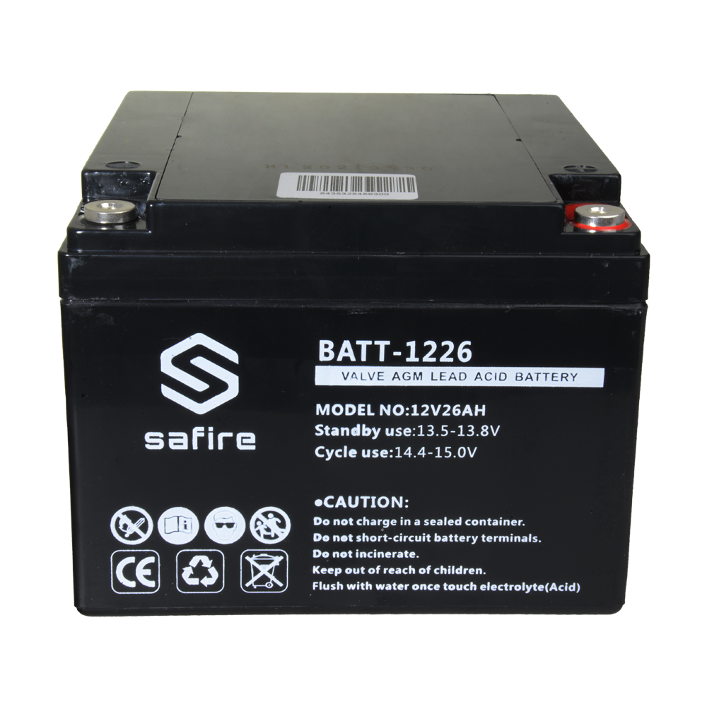 Batteria ricaricabile - Tecnologia piombo-acido AGM - Voltaggio 12 V - Capacità 26 Ah - 182 x 166 x 126 mm / 8400 g - Per backup o uso diretto