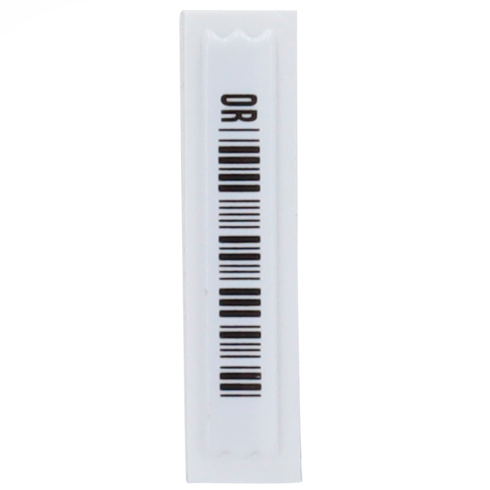 Protezione elettronica antitaccheggio EAS - Tecnologia AM 58 kHz - Etichetta morbida con adesivo - Dimensioni: 45 (H) x 11 (I) mm - Compatibile con le antenne AM - Adatto a tutti i tipi di negozi