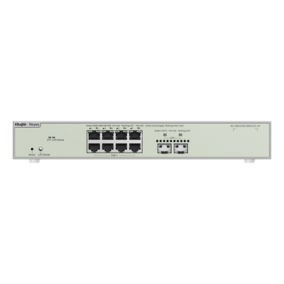 Ruijie Switch Cloud Managed L3 - 8 porte Hi-PoE RJ45 + 2 porte SFP+ - 8 Porte Multi-Gigabit + 2 Porte 10G - VLAN/Port Isolation/STP/RSTP/ACL - DHCP Snoop/IGMP Snoop - Montaggio su rack